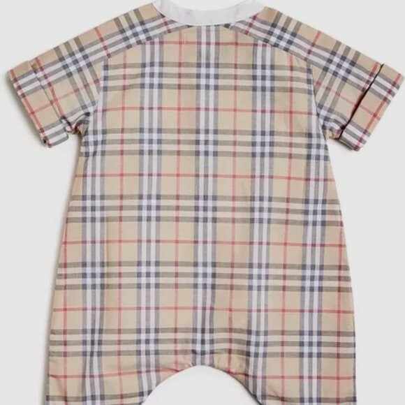 Burberry Unisex Colton Classic Check Romper Jumpsuit, Pale Stone, Sz 3 Mths, NWT - Picture 4 of 11